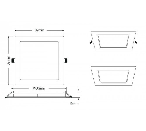 Светильник светодиодный декоративный бытовой LED 2-3-4K квадратный LED 3W 220V 4000K  Б0031158  ЭРА