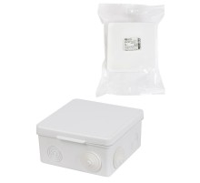 Коробка распаячная ОП 100х100х55мм, крышка, IP54, 8вх., белая, инд. штрихкод  SQ1401-0923  TDM