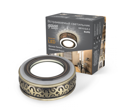 Светильник точечный встраиваемый Backlight BL093 Кругл. Бронза/Белый, Gu5.3, 3W, LED 3000K  BL093  Gauss