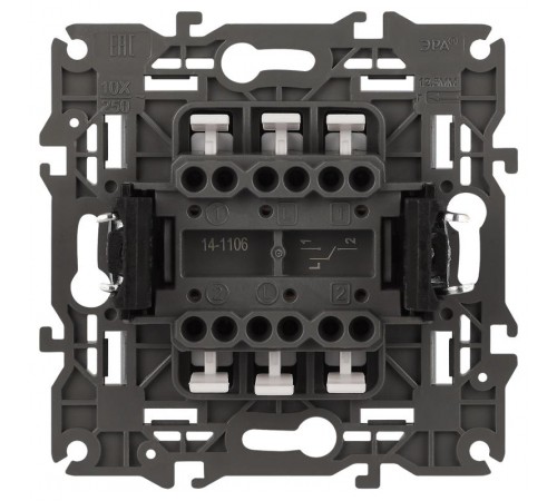 Переключатель Elegance 14-1106-16 двойной, 10АХ-250В, титан  Б0065793  ЭРА