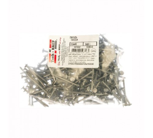 Гвоздь толевый 2,5х40 (500 г) - пакет  124614  Tech-KREP