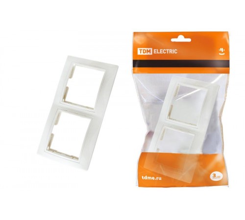 Рамка 2-х постовая горизонтальная белая "Таймыр"   SQ1814-0026  TDM