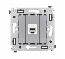 Компьютерная розетка RJ-45 без шторки в стену, кат.6А одинарная, "Avanti", "Закаленная сталь"  4404673  DKC