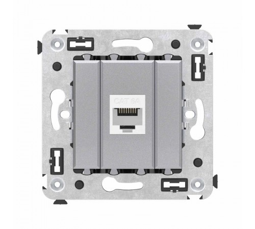 Компьютерная розетка RJ-45 без шторки в стену, кат.6А одинарная, "Avanti", "Закаленная сталь"  4404673  DKC