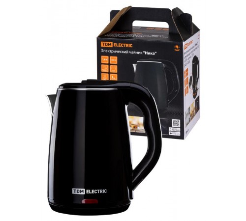 Электрический чайник "Ника", нержавеющая сталь / пластик, 1,8 л, 1800 Вт, черный,  SQ4001-0003  TDM