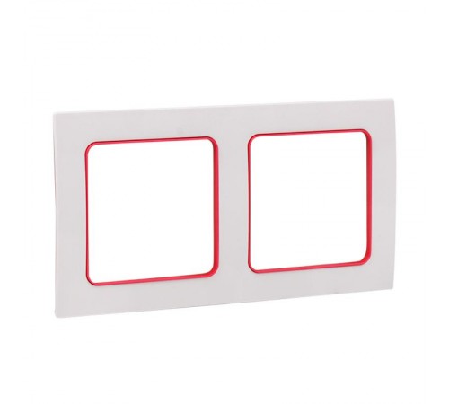 Стокгольм Рамка 2-местная белая с линией цвета красный PROxima  EXM-G-305-20  EKF
