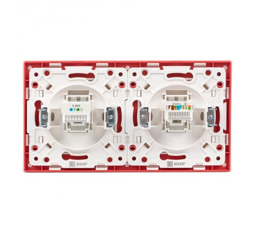 Стокгольм Рамка 2-местная белая с линией цвета красный PROxima  EXM-G-305-20  EKF