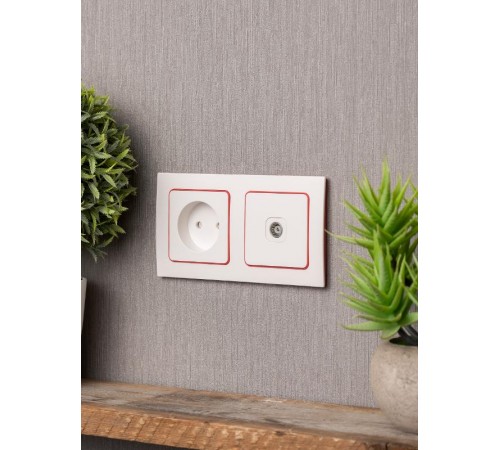 Стокгольм Рамка 2-местная белая с линией цвета красный PROxima  EXM-G-305-20  EKF