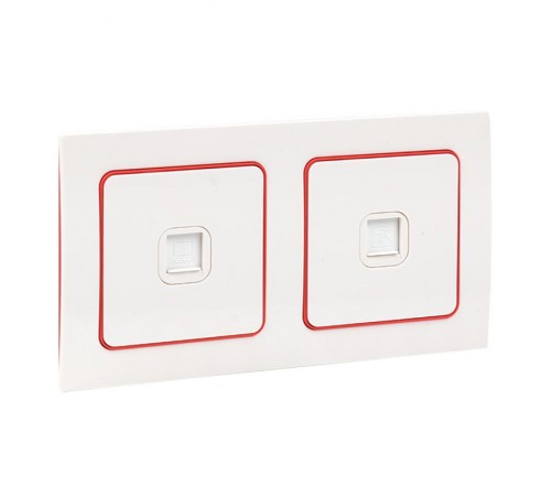 Стокгольм Рамка 2-местная белая с линией цвета красный PROxima  EXM-G-305-20  EKF