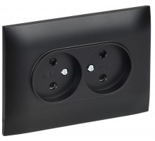 SKANDY Розетка 2-местная без заземления с защитными шторками 10А в сборе SK-R09Bl черный  SK-R23-10-K02-F  IEK