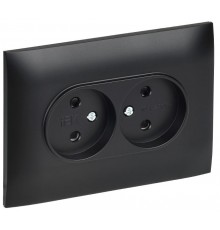 SKANDY Розетка 2-местная без заземления с защитными шторками 10А в сборе SK-R09Bl черный  SK-R23-10-K02-F  IEK