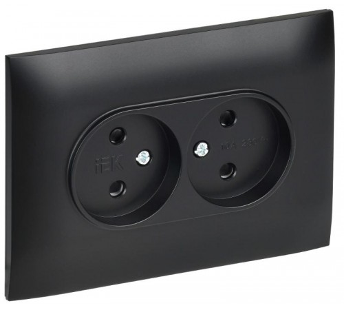 SKANDY Розетка 2-местная без заземления с защитными шторками 10А в сборе SK-R09Bl черный  SK-R23-10-K02-F  IEK