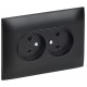 SKANDY Розетка 2-местная без заземления с защитными шторками 10А в сборе SK-R09Bl черный  SK-R23-10-K02-F  IEK