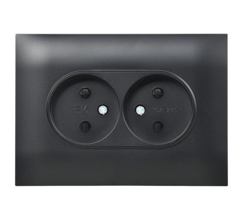 SKANDY Розетка 2-местная без заземления с защитными шторками 10А в сборе SK-R09Bl черный  SK-R23-10-K02-F  IEK