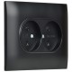 SKANDY Розетка 2-местная без заземления с защитными шторками 10А в сборе SK-R09Bl черный  SK-R23-10-K02-F  IEK