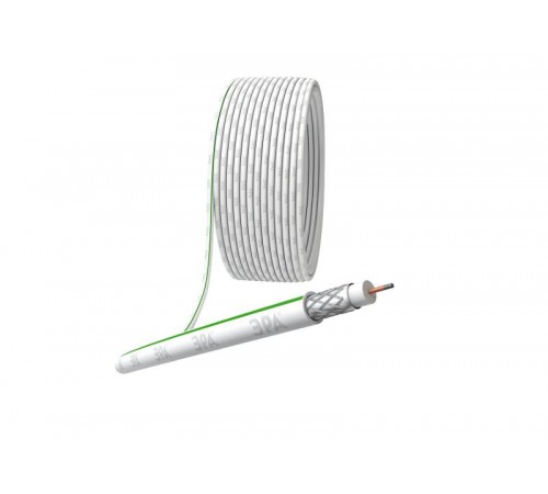 ЭРА Кабель коаксиальный SAT 703 B,75 Ом, CCS/(оплётка Al, 75%), PVC,цвет белый, бухта 100 м  Б0044608  ЭРА