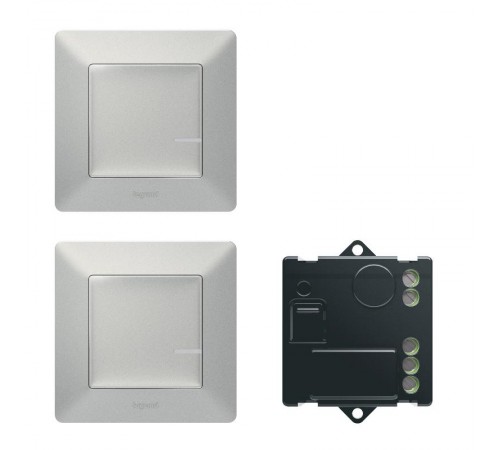 Пакет для управления освещением с 2-х мест Valena Life (микромодуль реле 300Вт 240В+2 Умн. беспроводн. 1-кл. выкл.) алюм. Netatmo  752350  Legrand