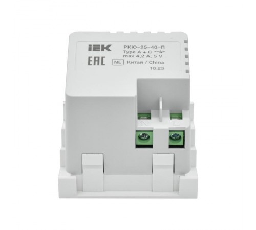PRIMER РКЮ-25-40-П Розетка USB A+C 4,2А (2 мод.) бел.  PR-KK40D-RU-0-2-AC-K01  IEK