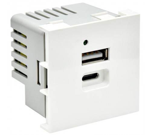 PRIMER РКЮ-25-40-П Розетка USB A+C 4,2А (2 мод.) бел.  PR-KK40D-RU-0-2-AC-K01  IEK