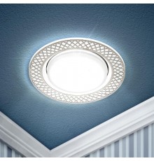 Светильник точечный встраиваемый KL79 WH/CH под лампу Gx53 круглый,220V,13W,белый/хром  Б0037366  ЭРА