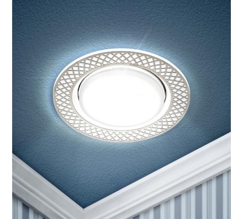 Светильник точечный встраиваемый KL79 WH/CH под лампу Gx53 круглый,220V,13W,белый/хром  Б0037366  ЭРА