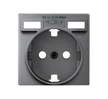 Накладка для розетки Schuko с зарядным устройством 2хUSB цвета холодный алюминий S82 Detail  8200049-093  Simon