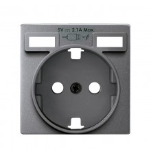 Накладка для розетки Schuko с зарядным устройством 2хUSB цвета холодный алюминий S82 Detail  8200049-093  Simon