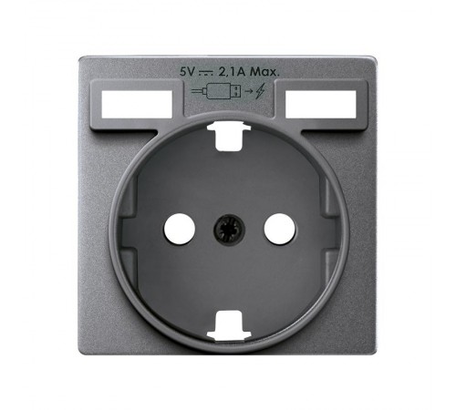 Накладка для розетки Schuko с зарядным устройством 2хUSB цвета холодный алюминий S82 Detail  8200049-093  Simon