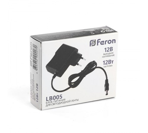 Трансформатор электронный для светодиодной ленты 12W 12V (драйвер), LB005 FERON  48050  FERON