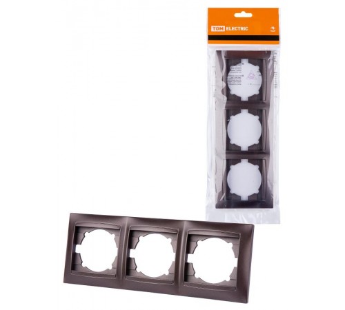 Рамка 3-х постовая горизонтальная шоколад "Лама"  SQ1815-0531  TDM
