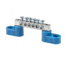 Шина "0" N (6x9мм) 6 отв. цинк 2 синих угловых изолятора  sn1-63-06-2  EKF