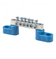 Шина "0" N (6x9мм) 6 отв. цинк 2 синих угловых изолятора  sn1-63-06-2  EKF