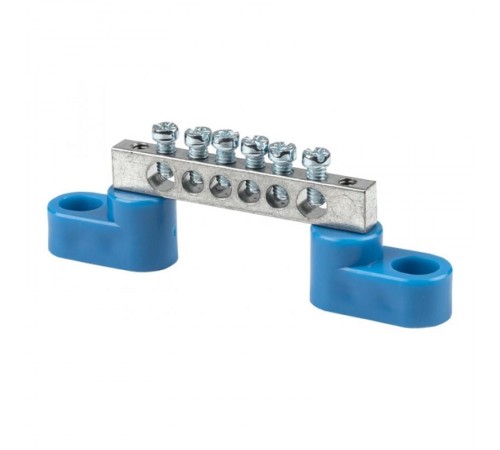 Шина "0" N (6x9мм) 6 отв. цинк 2 синих угловых изолятора  sn1-63-06-2  EKF