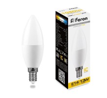 Лампа светодиодная, (13W) 230V E14 2700K С37, LB-970  38107  FERON