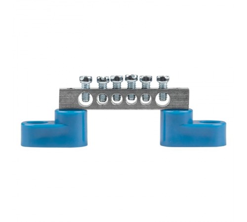 Шина "0" N (6x9мм) 6 отв. цинк 2 синих угловых изолятора  sn1-63-06-2  EKF