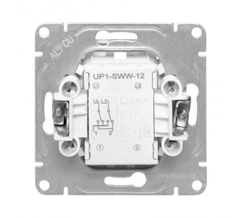Механизм выключателя, одноклавишный, перекрёстный, алюминий Эпика EKF  UP1-SWA-12  EKF