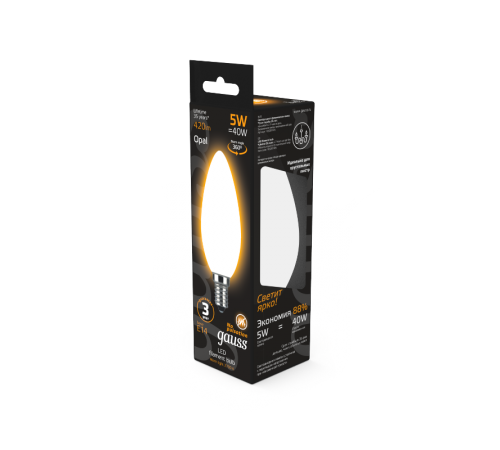 Лампа светодиодная Black LED Filament Свеча OPAL E14 5W 420lm 2700К  103201105  Gauss