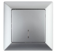 4-102-03 Intro Выключатель с подсветкой, 10А-250В, СУ, Solo, алюминий  Б0043272  Intro