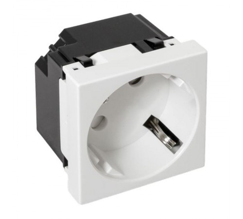 Розетка 45х45 с зазем. 45 градусов, быстрозажимные клеммы, белая E2MR16-028-10-45-SLEKF