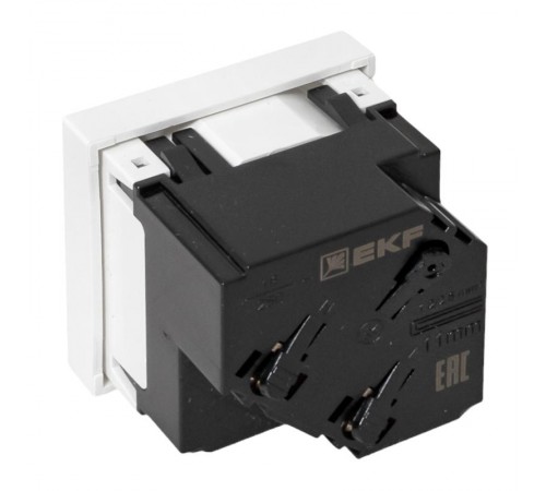 Розетка 45х45 с зазем. 45 градусов, быстрозажимные клеммы, белая E2MR16-028-10-45-SLEKF