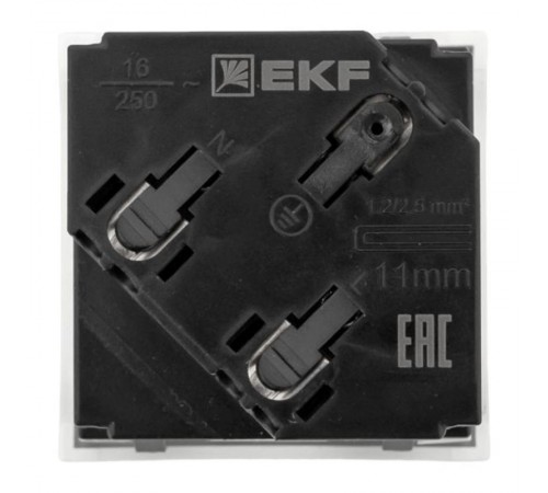 Розетка 45х45 с зазем. 45 градусов, быстрозажимные клеммы, белая E2MR16-028-10-45-SLEKF