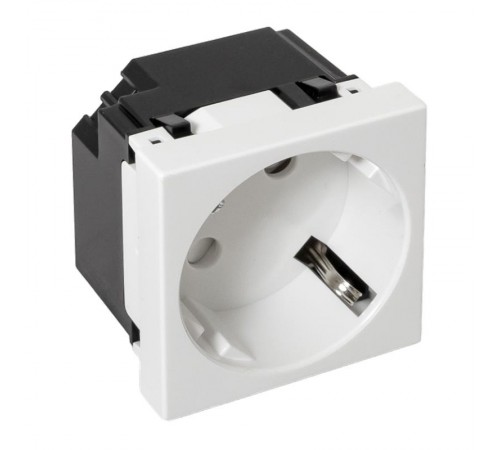 Розетка 45х45 с зазем. 45 градусов, быстрозажимные клеммы, белая E2MR16-028-10-45-SLEKF