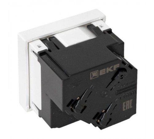 Розетка 45х45 с зазем. 45 градусов, быстрозажимные клеммы, белая E2MR16-028-10-45-SLEKF