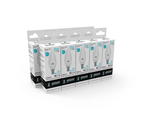 Лампа светодиодная LED 8Вт E14 220В 4100К Elementary свеча  33128  Gauss