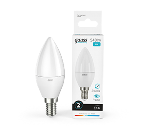 Лампа светодиодная LED 8Вт E14 220В 4100К Elementary свеча  33128  Gauss