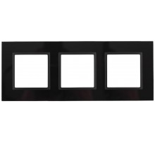 14-5103-05 Рамка на 3 поста, стекло, Эра Elegance, чёрный+антр  Б0034510  ЭРА