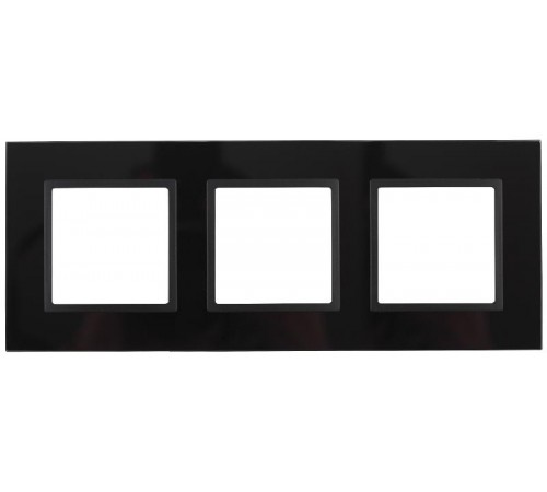 14-5103-05 Рамка на 3 поста, стекло, Эра Elegance, чёрный+антр  Б0034510  ЭРА
