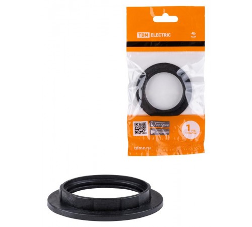 Кольцо для патрона Е27, термостойкий пластик, черный,  SQ0335-0168  TDM