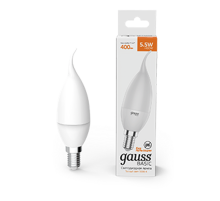Лампа светодиодная Basic Свеча на ветру 5,5W 400lm 3000K E14 LED 1/10/50  1034116  Gauss