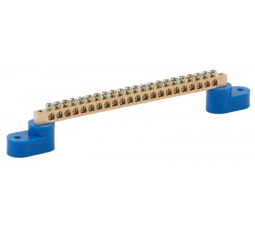 Шина N "ноль" на двух угловых изол ШНИ-6х9-22-У2-синий NO-222-63  Б0033442  ЭРА